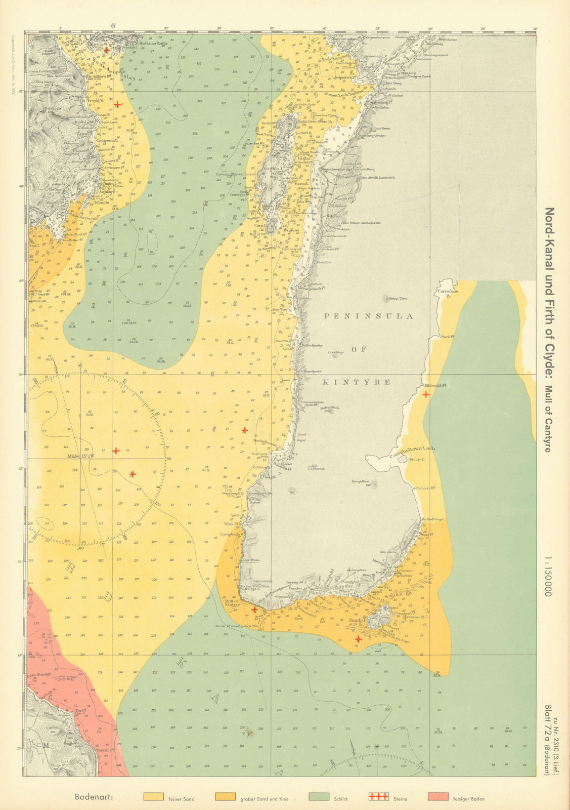 72a. North Channel. Mull of Kintyre. Islay Argyll. KRIEGSMARINE Nazi map 1940